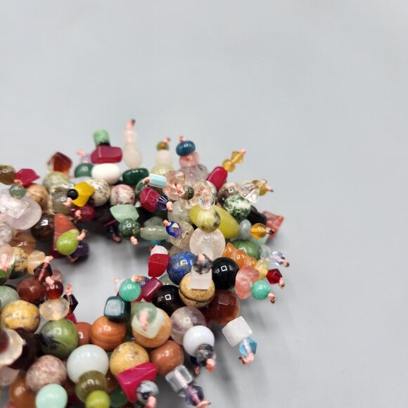 Multicolor Gemstone Bracelet Cluster Chunky Beaded Color Burst Stretchy - Picture 10 of 11